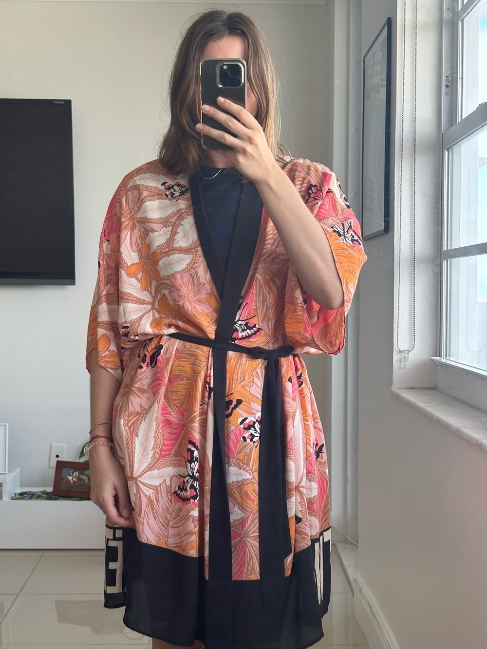 NWT Victoria's Secret Angels Chiffon Kimono Robe Tropical Leopard Print (M/L)
